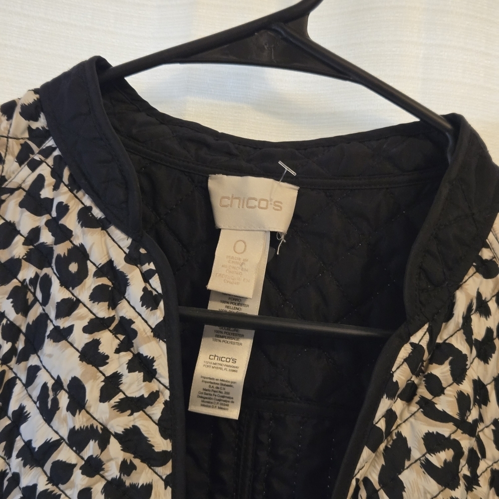 Chico's Black and Cheetah Quilted Tank Vest, Small, Size 0. NWOT. - Picture 2 of 6